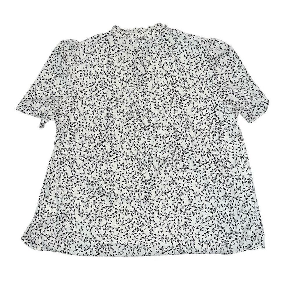 MOD BOUTIQUE Cream & Black leaf Print V-Neck Blouse L - Picture 2 of 7